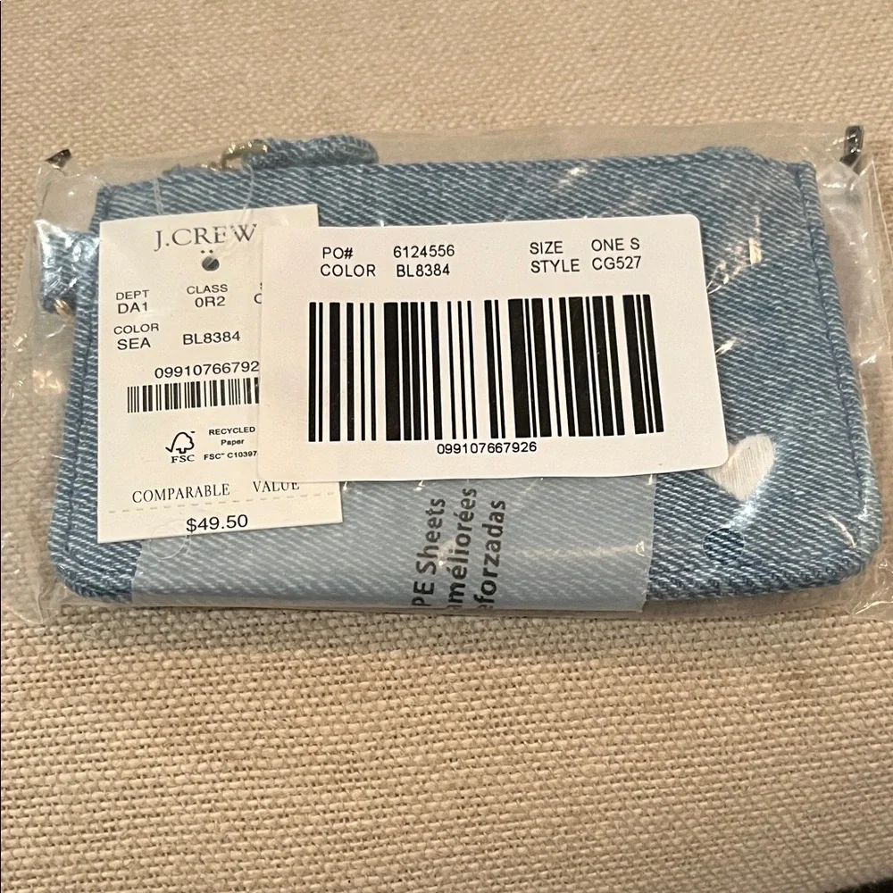 J. Crew Chambray Heart Card Wallet/NWT